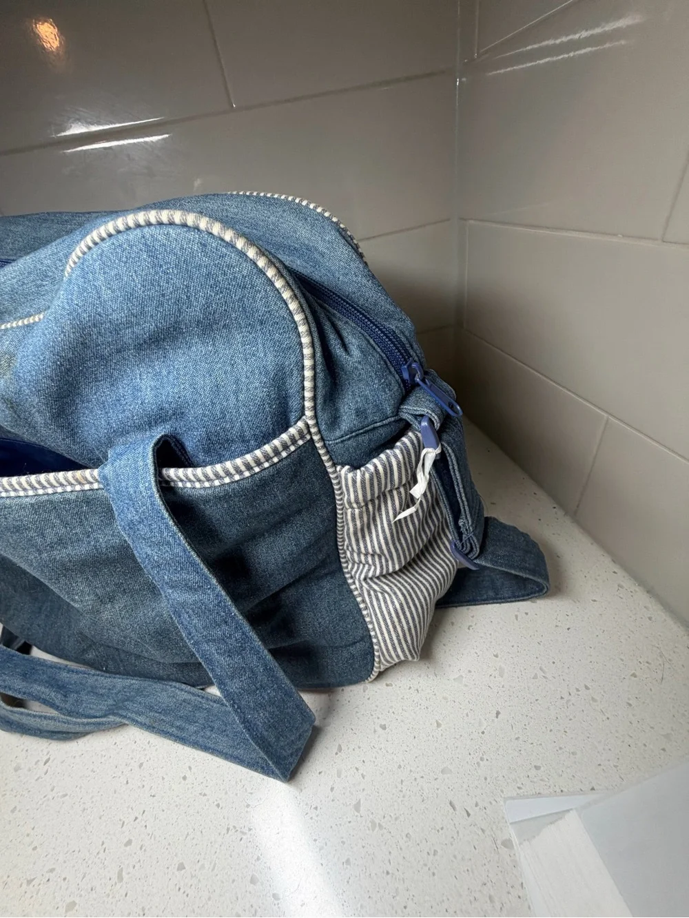 OshKosh Denim & Striped B'gosh Denim Railroad Pinstripe Diaper bag VINTAGE